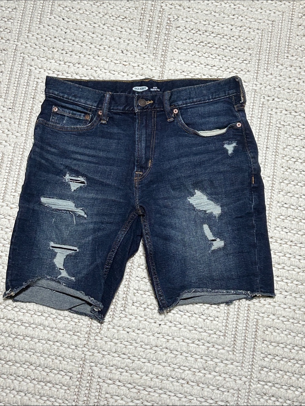 Old Navy Dark Blue Distressed Denim Shorts